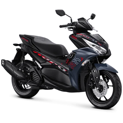 Yamaha Aerox 155 berwarna hitam abu dengan desain sporty dan agresif.