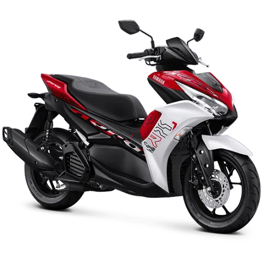 Yamaha Aerox 155 berwarna merah dengan desain sporty dan agresif.