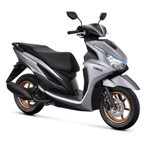 Motor Yamaha FreeGo 125 Connected berwarna silver dengan desain modern dan fitur Y-Connect